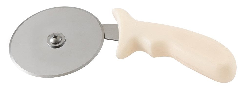 Winco Food Service Supplies Each Winco PPC-4W 4" Pizza Cutter with White Plastic Handle, Stainless Steel | Denson CFE