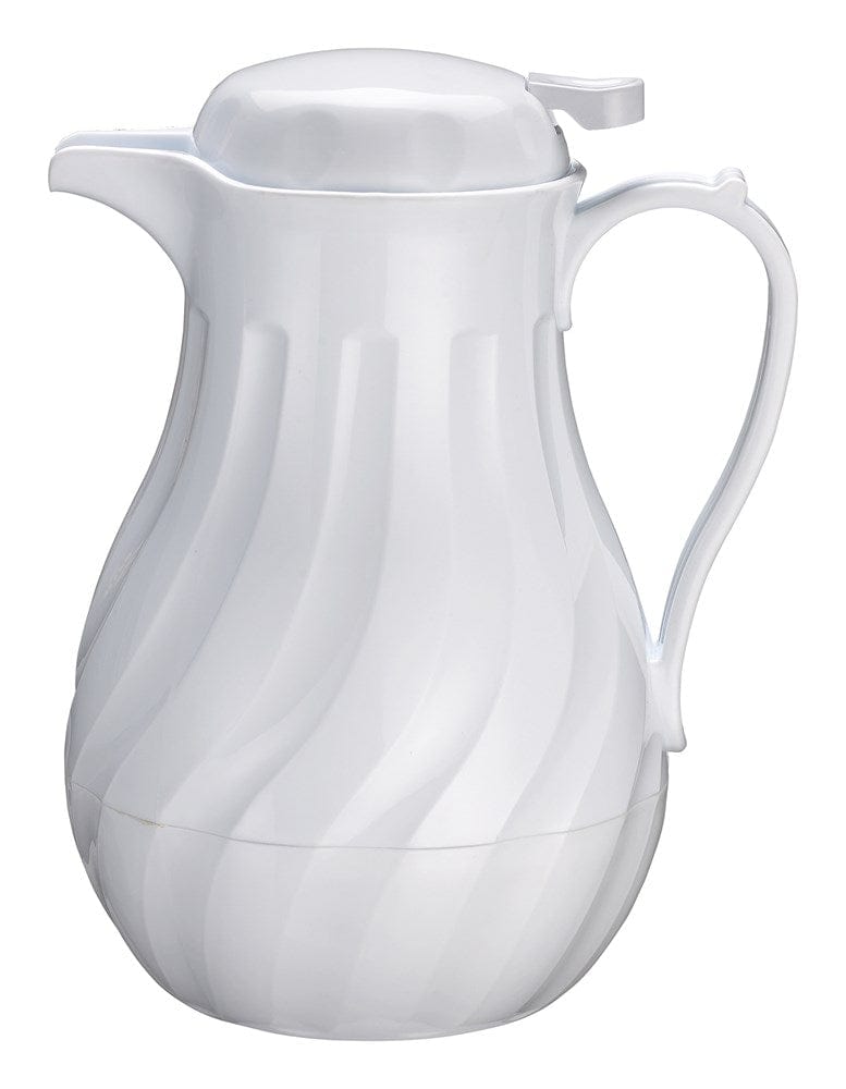 Winco Food Service Supplies Each Winco VSW-42W 42 oz Insulated Beverage Server, Push Button, White Swirl | Denson CFE