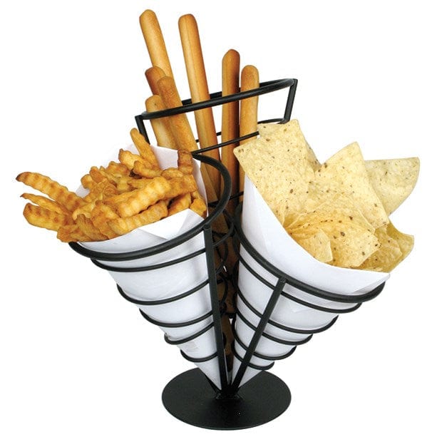 Winco Food Service Supplies Each Winco WBKH-10 10 3/4" Wire French Fry Holder with 3 Cones