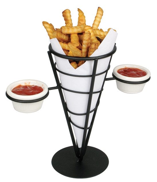 Winco Food Service Supplies Each Winco WBKH-5 9 3/8" Wire French Fry Holder - Holds Two 2 oz. Ramekins
