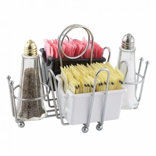 Winco Food Service Supplies Each Winco WH-1 Chrome Plated Salt Pepper and Sugar Packet Holder | Denson CFE