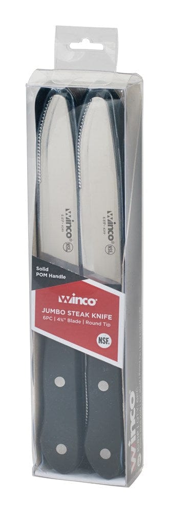 Winco Food Service Supplies Pack Winco K-81P Jumbo Steak Knives with Stainless Steel Blades and Solid Handle | Denson CFE