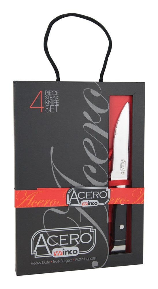 Winco Food Service Supplies Pack Winco SK-1 Acero Gourmet Steak Knives Set of Four with Gift Box | Denson CFE