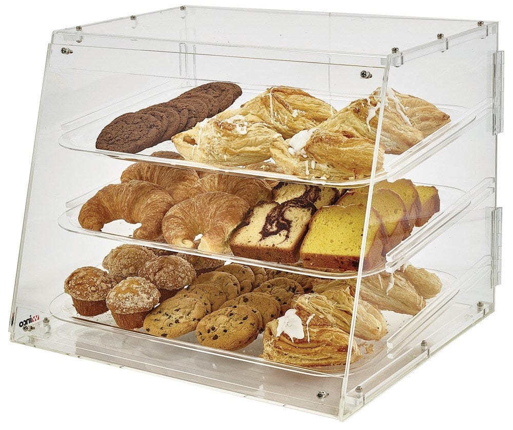 Winco Food Service Supplies Set Winco ADC-3 Countertop 3-Tray 21" Wide Clear Acrylic Bakery Display Case With Rear Door