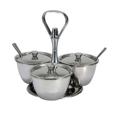 Winco Food Service Supplies Set Winco RS3 Relish Server with Three Eight Ounce Stainless Steel Compartments | Denson CFE