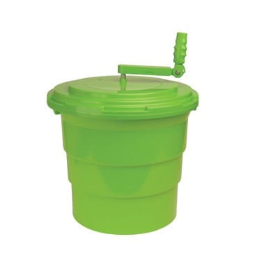 Winco Fruit, Vegetable, and Salad Preparation Each Winco PLSP-5G 5 Gallon Salad Spinner with Foldable Handle and Non-Skid Feet | Denson CFE