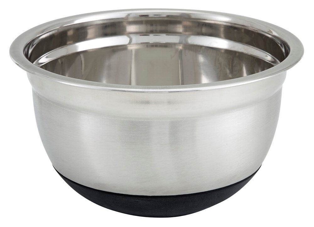 Winco Kitchen Supplies Each Winco MXRU-300 Premium 3 Quart Mixing Bowl with Silicone Base and Stainless Steel Finish | Denson CFE