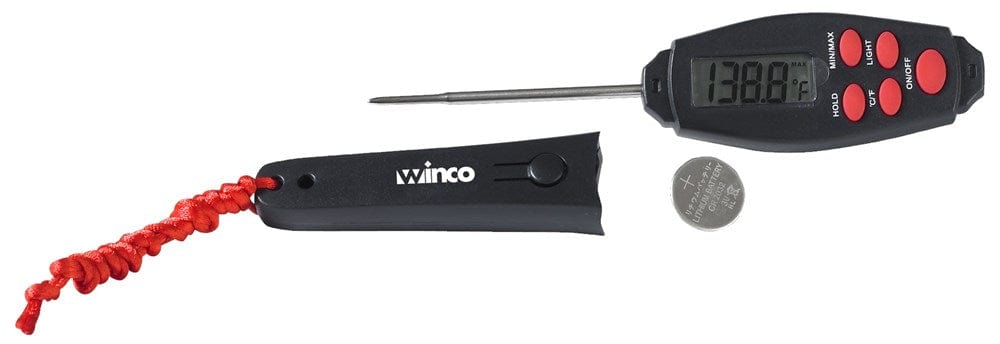 Winco Kitchen Tools Each / Black Winco TMT-DG5 Digital Thermometer, 1-3/8" LCD, 2-7/8" Probe, Black