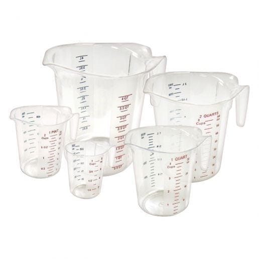 Winco Kitchen Tools Set Winco PMCP-5SET 5 Piece Raised Markings Clear Polycarbonate Measuring Cup Set