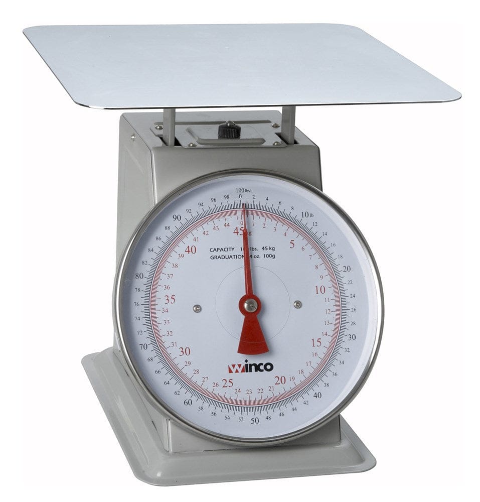 Winco Scales Each Winco SCAL-9100 100 Pound Receiving Scale 9 Inch Dial with Steel Platform | Denson CFE