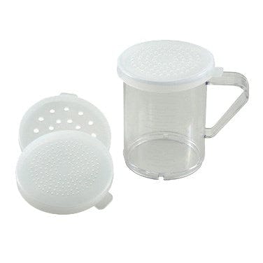 Winco Shakers & Dredgers Set / Clear Winco PDG10 Clear Polycarbonate Dredge with Three Interchangeable Lids | Denson CFE