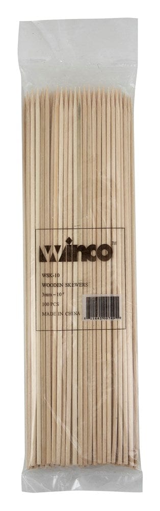 Winco Smallwares Bag Winco WSK-10 Bamboo Skewers 10 Inch Bag of 100 Natural Eco-Friendly | Denson CFE