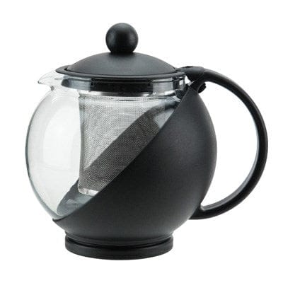 Winco Smallwares Each / Black Winco GTP-25 Teapot 25 Ounce Glass Carafe with Removable Stainless Steel Strainer and Plastic Body | Denson CFE