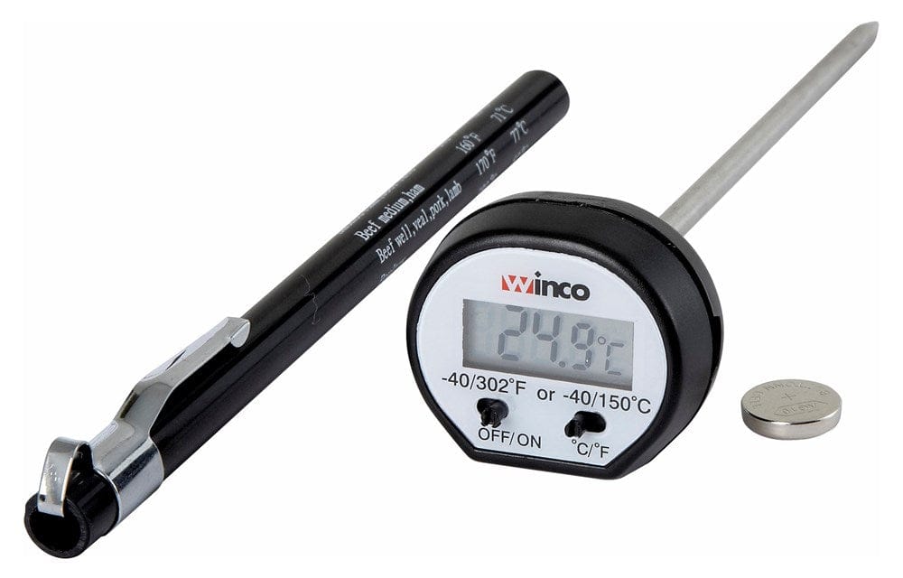 Winco Smallwares Each / Black Winco TMT-DG1 Digital Pocket Thermometer with LCD Display and Prolonged Probe | Denson CFE