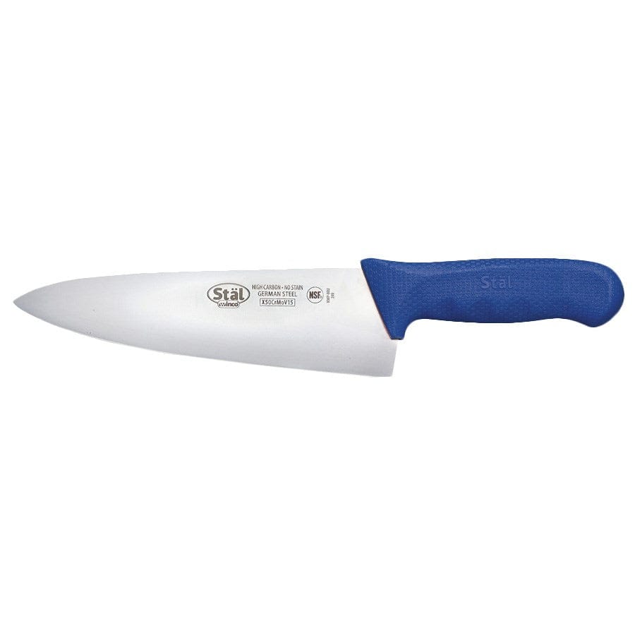 Winco Smallwares Each / Blue Winco KWP-80U Stal 8 Inch Chef Knife Blue Polypropylene Handle | Denson CFE