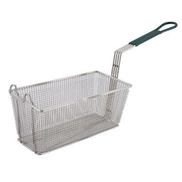Winco Smallwares Each / Green Winco FB-30 Rectangular Fry Basket with Green Handle 13 1/4 x 5 7/8 Inches | Denson CFE