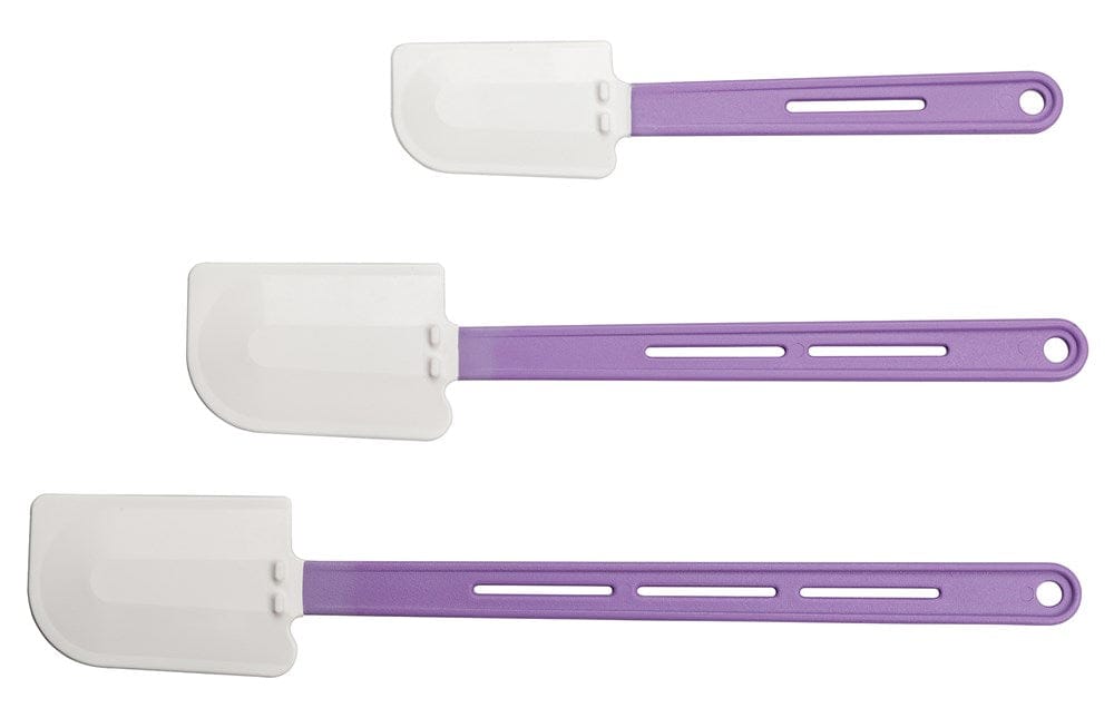 Winco Smallwares Each / Purple Winco PSH-10P Allergen-Free Silicone Scraper with Flat Blade and Heat Resistant Handle Purple | Denson CFE