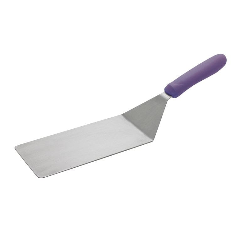 Winco Smallwares Each / Purple Winco TWP-42P 8 inch by 4 inch Allergen Free Purple Handle Stainless Steel Offset Turner | Denson CFE