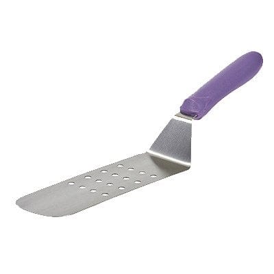 Winco Smallwares Each / Purple Winco TWP-91P Allergen Free Purple Handle Stainless Steel Offset Perforated Turner | Denson CFE