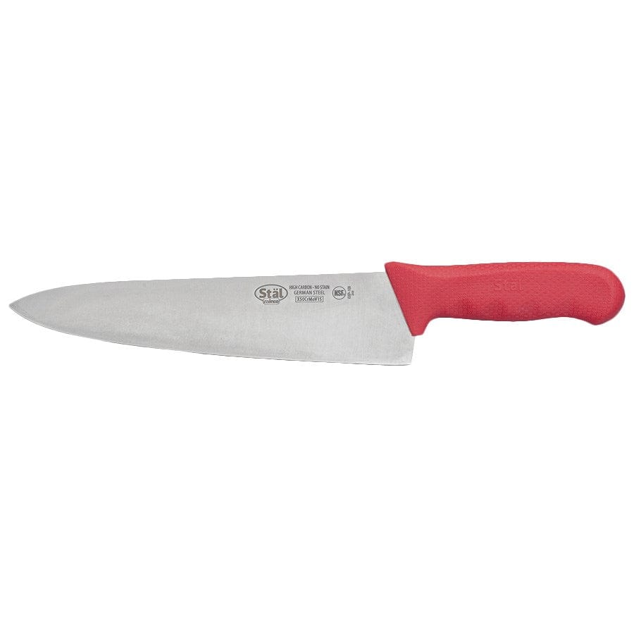 Winco Smallwares Each / Red Winco KWP-100R Stal 10 Inch Chef Knife with Red Polypropylene Handle | Denson CFE