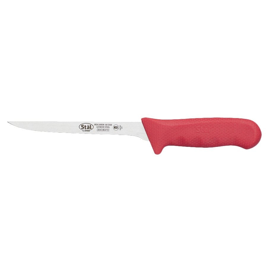Winco Smallwares Each / Red Winco KWP-61R Stal 6 Inch Boning Knife Red Polypropylene Handle | Denson CFE