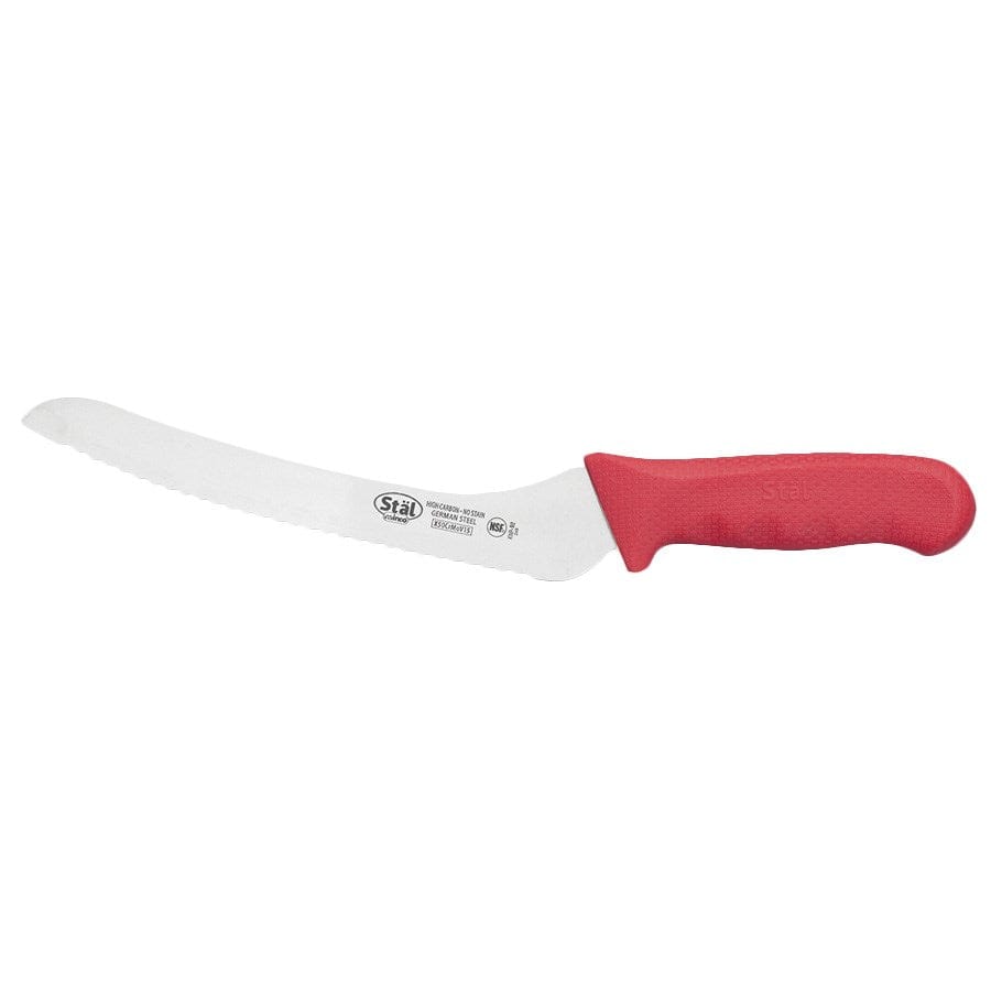 Winco Smallwares Each / Red Winco KWP-92R Stal 9 Inch Offset Bread Knife with Red Polypropylene Handle | Denson CFE