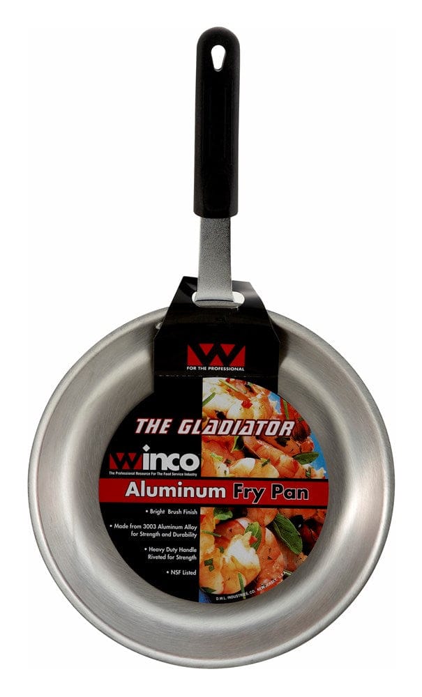 Winco Smallwares Each Winco AFP-10A-H Gladiator 10 Inch Aluminium Fry Pan with Removable Silicone Sleeve | Denson CFE