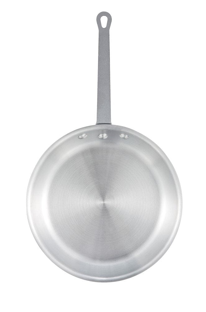 Winco Smallwares Each Winco AFP-12S Majestic 12 Inch Aluminium Fry Pan with Riveted Handle Satin Finish | Denson CFE