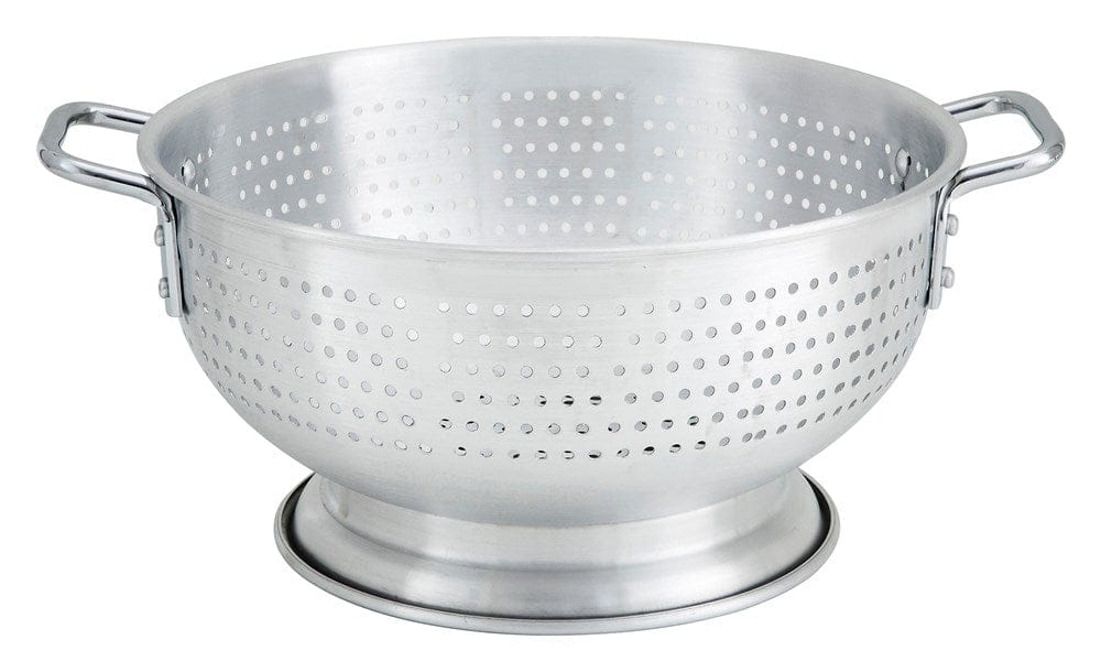 Winco Smallwares Each Winco ALO-8BH 8 Quart Aluminum Colander with Base and Handles | Denson CFE