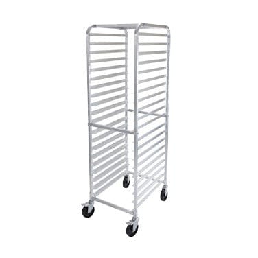 Winco Smallwares Each Winco ALRK-20BK 20 Pan Unassembled End Load Full Height Bun/Sheet Pan Rack with Brake | Denson CFE