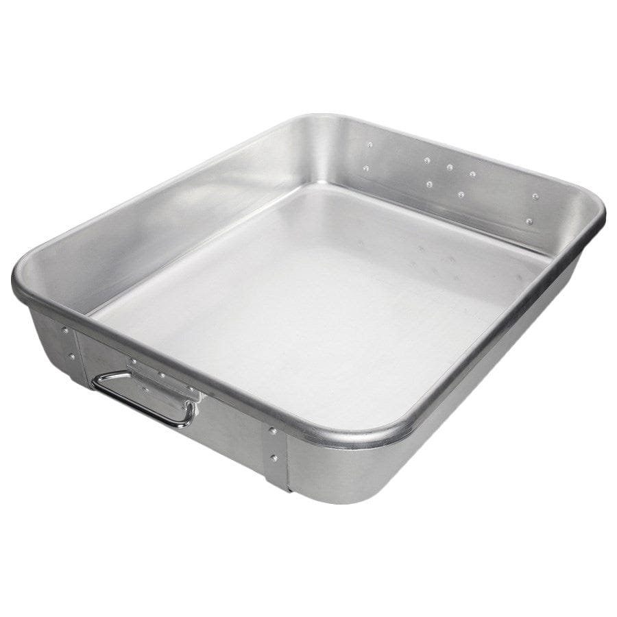 Winco Smallwares Each Winco ALRP-1824 Aluminum Double Roasting Pan with Straps and Handles 24 x 18 x 4.5 | Denson CFE