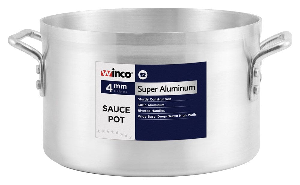 Winco Smallwares Each Winco AXAP-20 20 Quart Super Aluminum Sauce Pot with Riveted Handles and Reinforced Bottom | Denson CFE