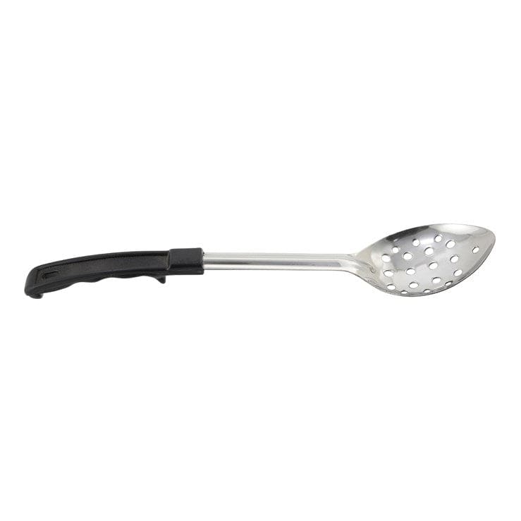 Winco Smallwares Each Winco BHPP-11 11 Inch Perforated Basting Spoon with Stop Hook and Black Polypropylene Handle | Denson CFE