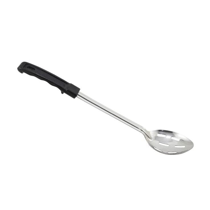 Winco Smallwares Each Winco BHSP-15 Slotted Basting Spoon with Stop Hook Black Polypropylene Handle Stainless Steel | Denson CFE