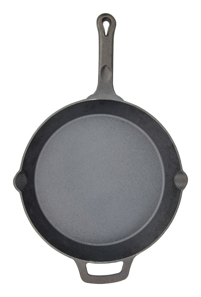 Winco Smallwares Each Winco CAST-12 Pre-Seasoned 12 Inch Cast Iron Skillet with Helper Handle Induction Ready | Denson CFE