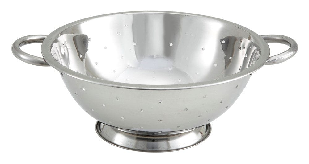 Winco Smallwares Each Winco COD-5 5 Quart Stainless Steel Colander 12 Inch Diameter Round | Denson CFE