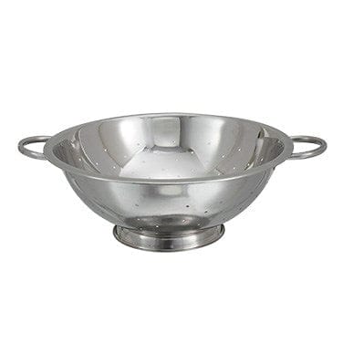 Winco Smallwares Each Winco COD-8 14 Inch Diameter 8 Quart Stainless Colander for Straining Fruits and Pasta | Denson CFE