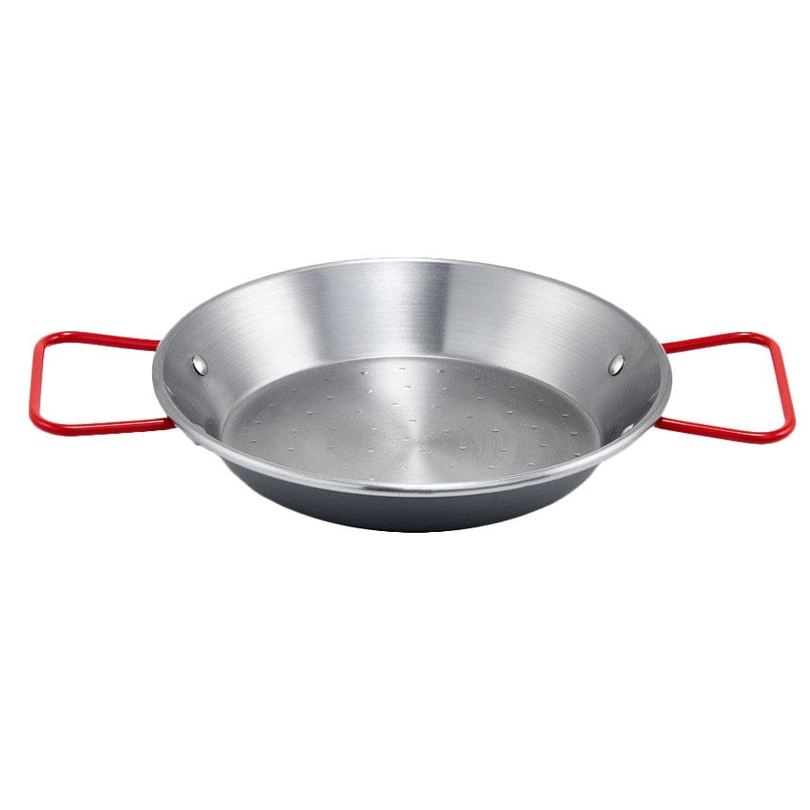 Winco Smallwares Each Winco CSPP-7 7-7/8 Inch Polished Carbon Steel Paella Pan with Riveted Handles | Denson CFE