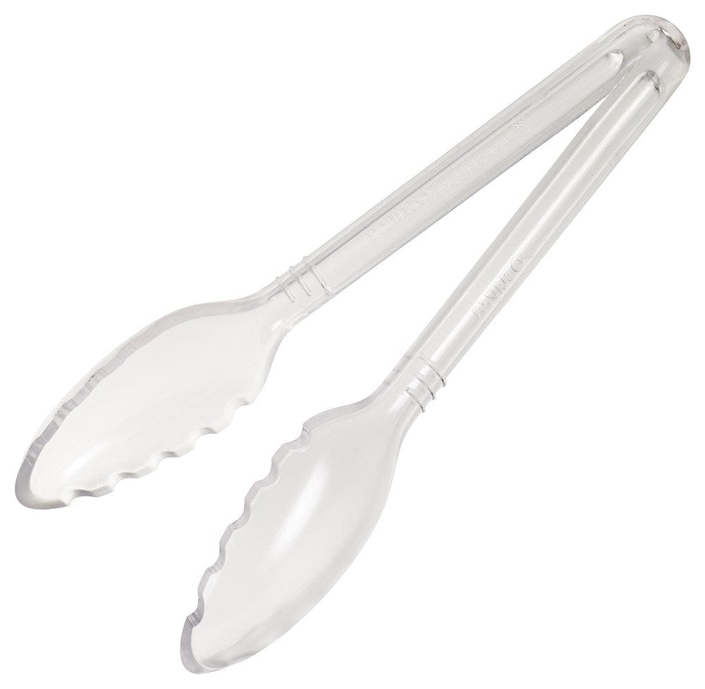 Winco Smallwares Each Winco CVST-9C Curv 9 Inch Clear Polycarbonate Serving Tongs Heat Resistant | Denson CFE