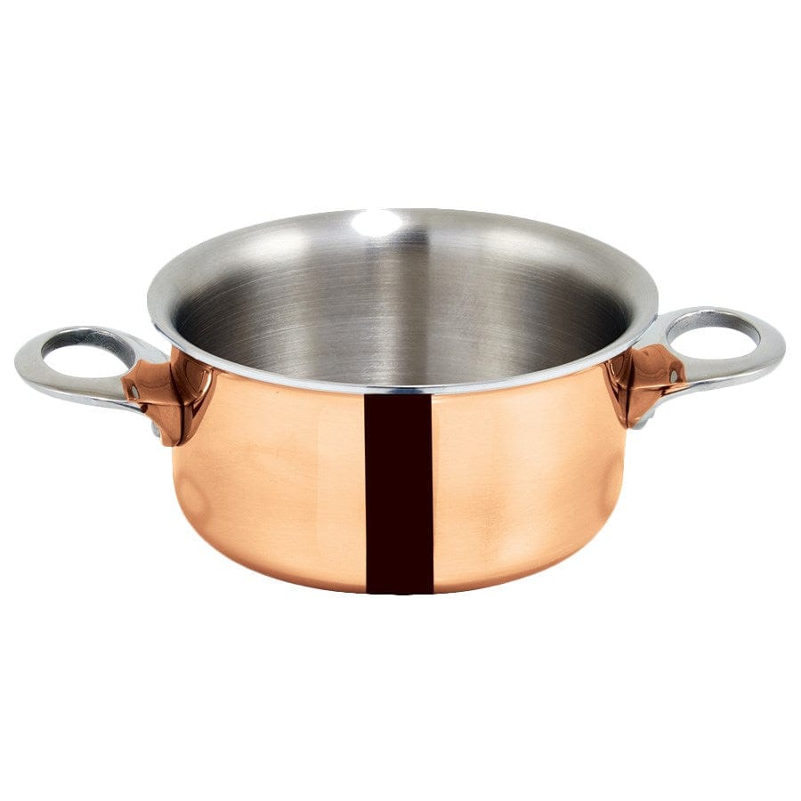 Winco Smallwares Each Winco DCCR-3C Mini Casserole Copper Plated 15 Ounce Induction Ready Round 3.75 Inch | Denson CFE