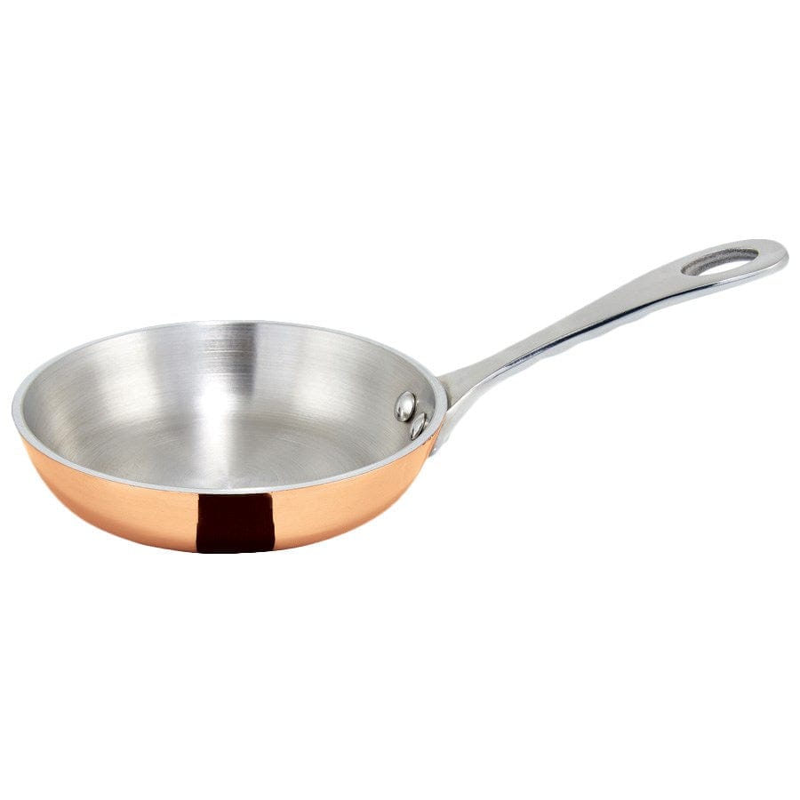 Winco Smallwares Each Winco DCFP-4C Mini Copper Plated Fry Pan 4 Inch Induction Ready | Denson CFE