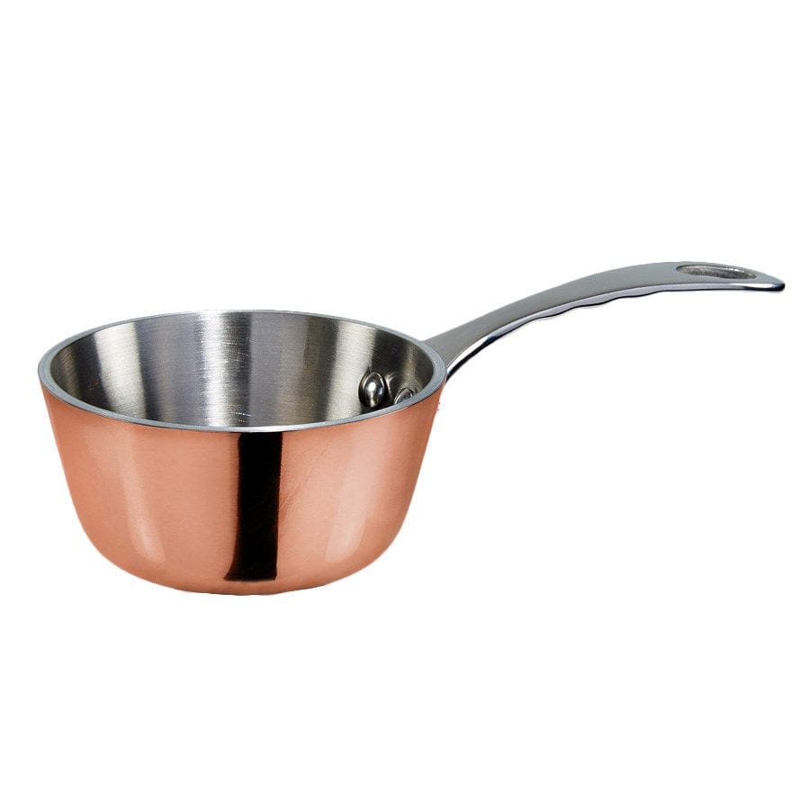 Winco Smallwares Each Winco DCSC-3C 3 Inch Tri-Ply Copper Plated Stainless Steel Mini Saucier 5 Ounce | Denson CFE