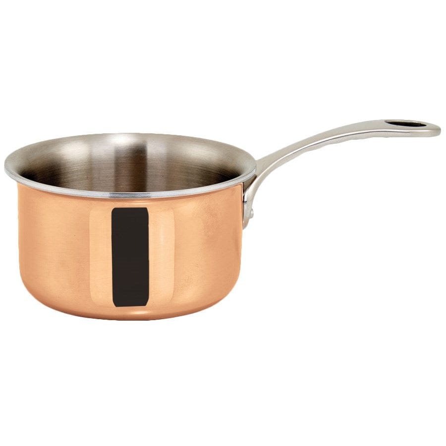 Winco Smallwares Each Winco DCSP-3C Mini Copper Plated Sauce Pan 11 Ounce Induction Ready | Denson CFE