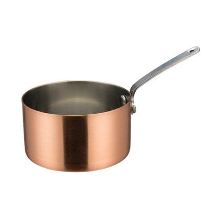 Winco Smallwares Each Winco DCWA-205C Copper Plated Mini Sauce Pan 18 oz 4-3/8 inch Diameter | Denson CFE