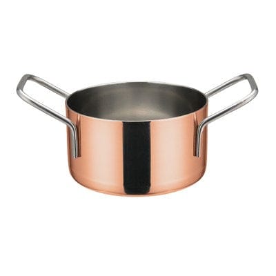 Winco Smallwares Each Winco DCWE-203C Mini Casserole Copper Plated 10 Ounce Round Dish 3.5 Inch Diameter 2 Inch Height | Denson CFE