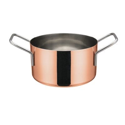 Winco Smallwares Each Winco DCWE-204C Mini Casserole Copper Plated Round Dish 4-1/4 Inch | Denson CFE