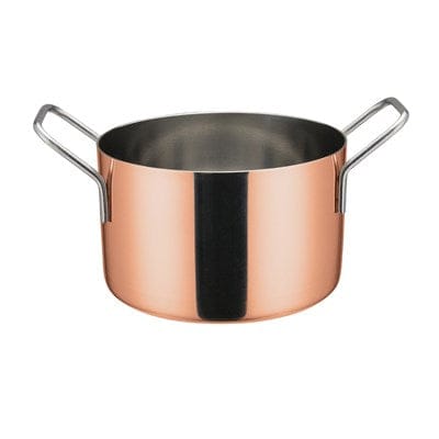 Winco Smallwares Each Winco DCWE-205C Copper Plated Mini Casserole 28 oz Round 4-3/4 Inch | Denson CFE