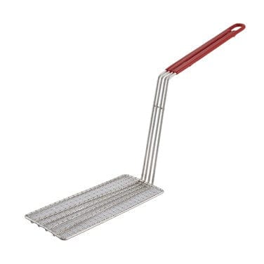 Winco Smallwares Each Winco FB-PB Fry Basket Press with 11 Inch Red Plastic Coated Handle | Denson CFE
