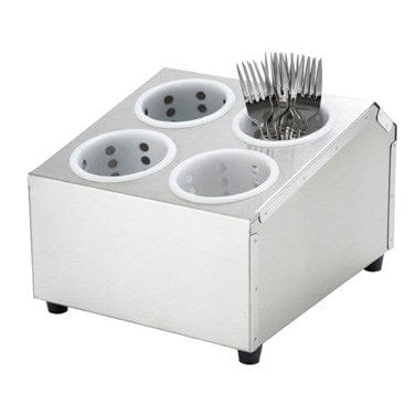 Winco Smallwares Each Winco FC-4H Stainless Steel Flatware Cylinder Holder with Four Holes and Two Tiers | Denson CFE