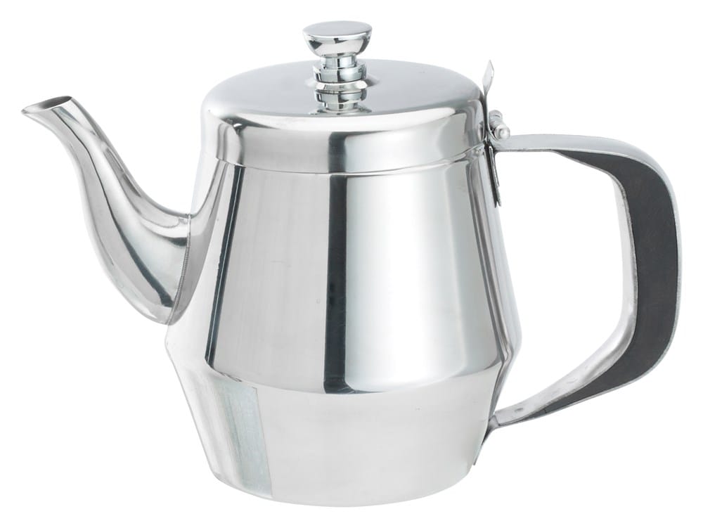 Winco Smallwares Each Winco JB2920 Gooseneck Teapot - 20 oz, Stainless Steel Mirror Finish | Denson CFE